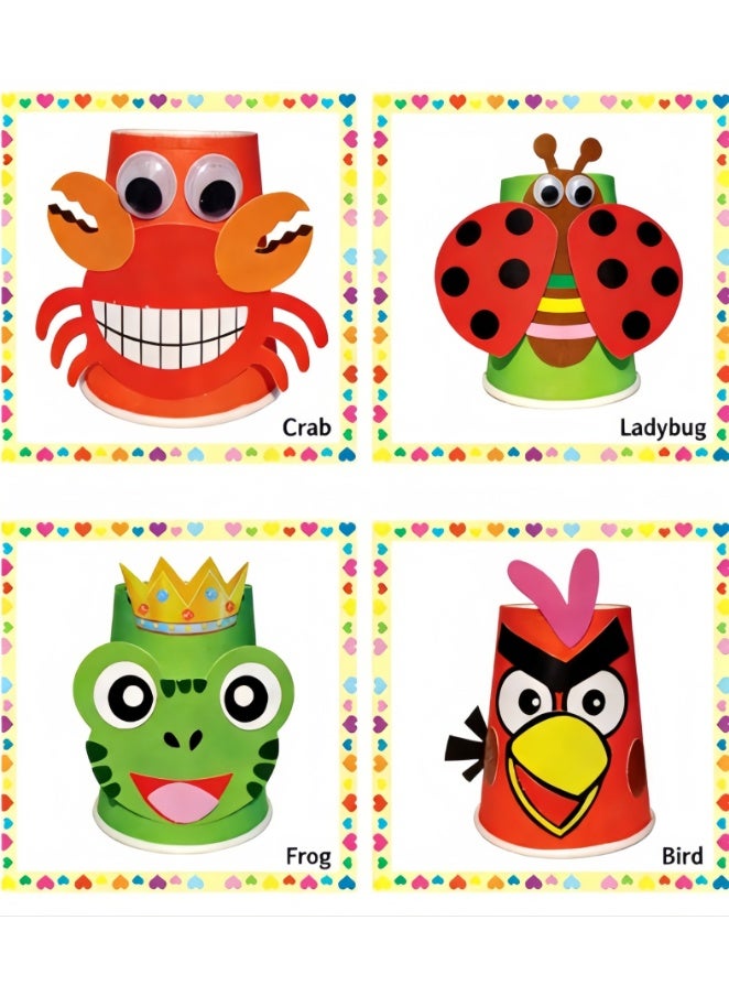 Arts and Crafts for Kids, Toddler Paper Cup Craft Kit with 12 Cute Cartoon Animal Projects, DIY Gifts Birthday Party Fun Preschool Classroom Activity for Girls & Boys - Image 5
